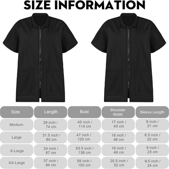 2 Pack Pet Grooming Work Clothes Black Pet Groomer Uniforms with Full Zipper Wat - Picture 2 of 7